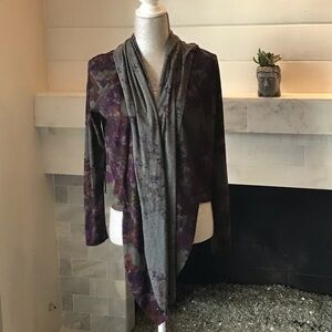 Sparkle & Fade Open Purple Floral Jacket S EUC